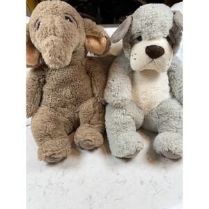 Aurora World Plush Elephant and Dog Puppy Stuffed Animal Set Brown Grey 12 Inch